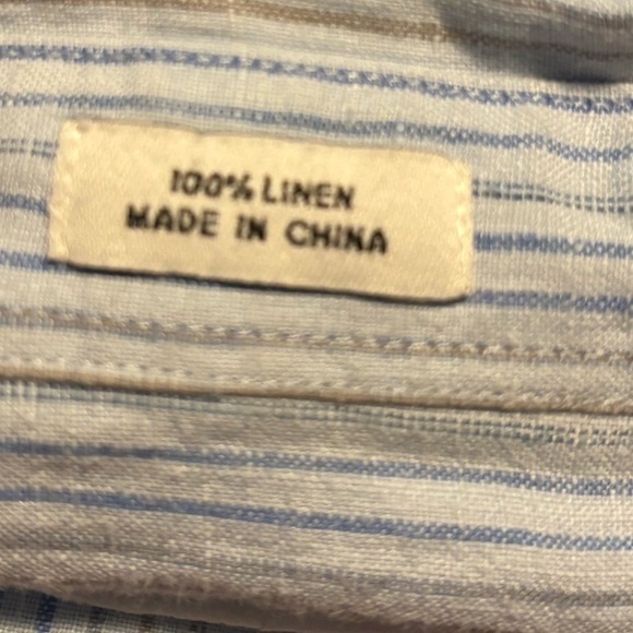 NEW Calvin Klein Long Sleeve Button Down Linen Shirt Size XL Thin Blue Stripe - Picture 6 of 11